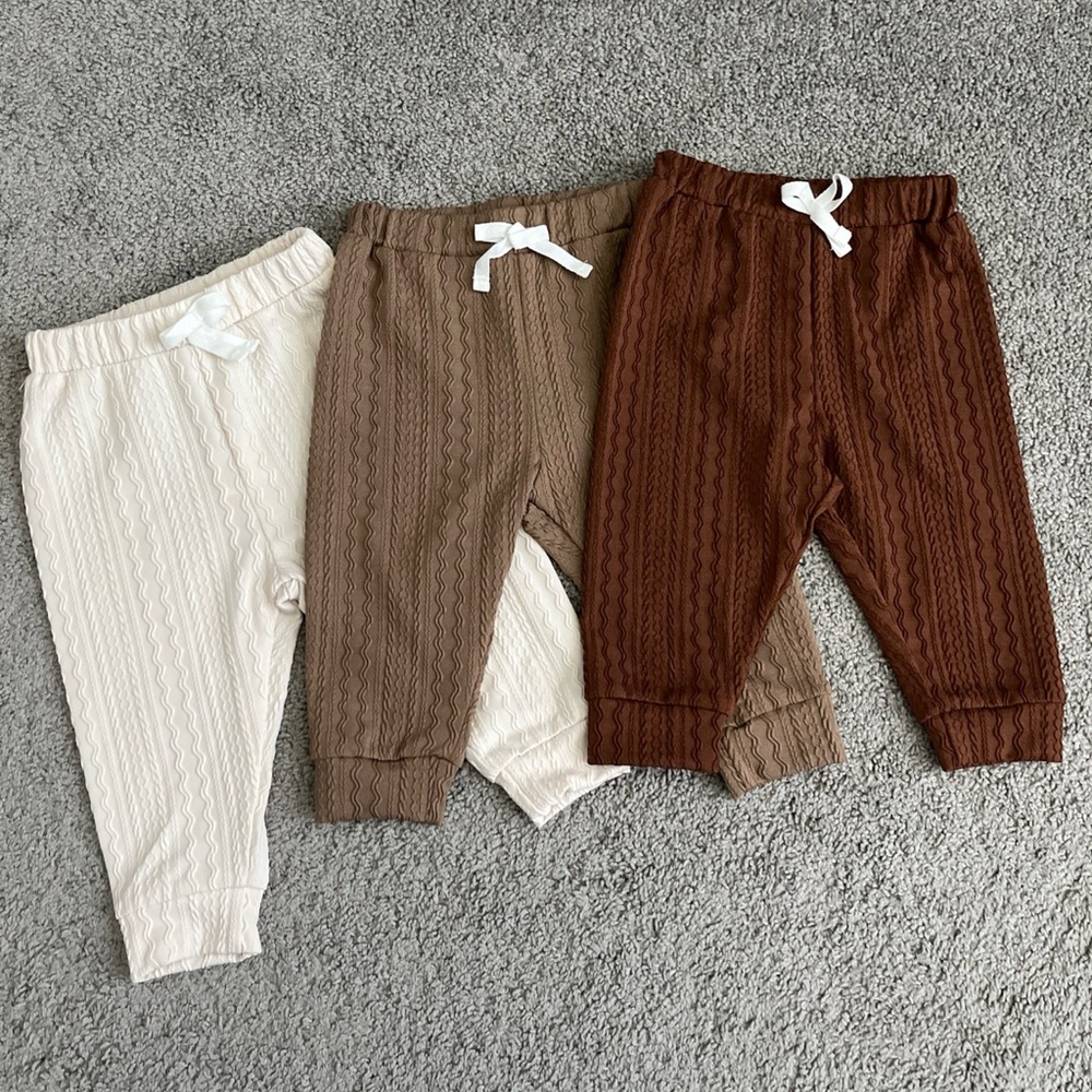 Unisex Baby Pull On Elastic Waist Pants Set of 3 Size 6-9 NWOT